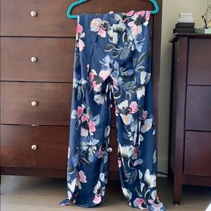 NWT! Olivaceous Floral High Slit Satin Pants